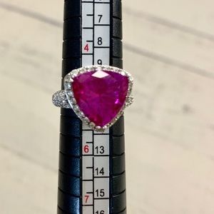 Estate pink sapphire and sterling silver ring sz5